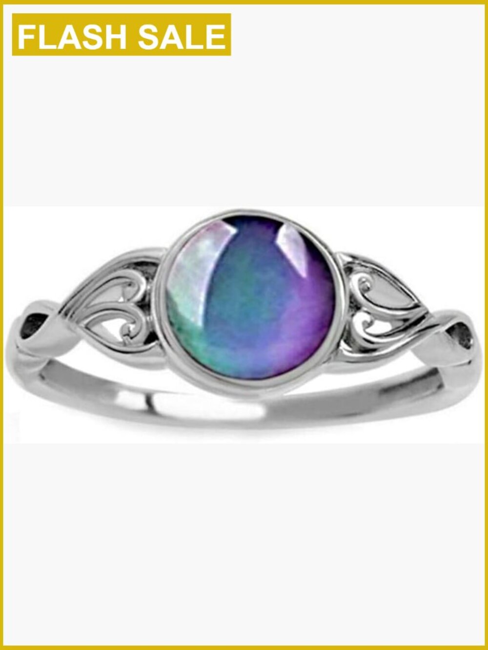 Mood Ring Color Changing Statement Ring Platinum Plated Size 4